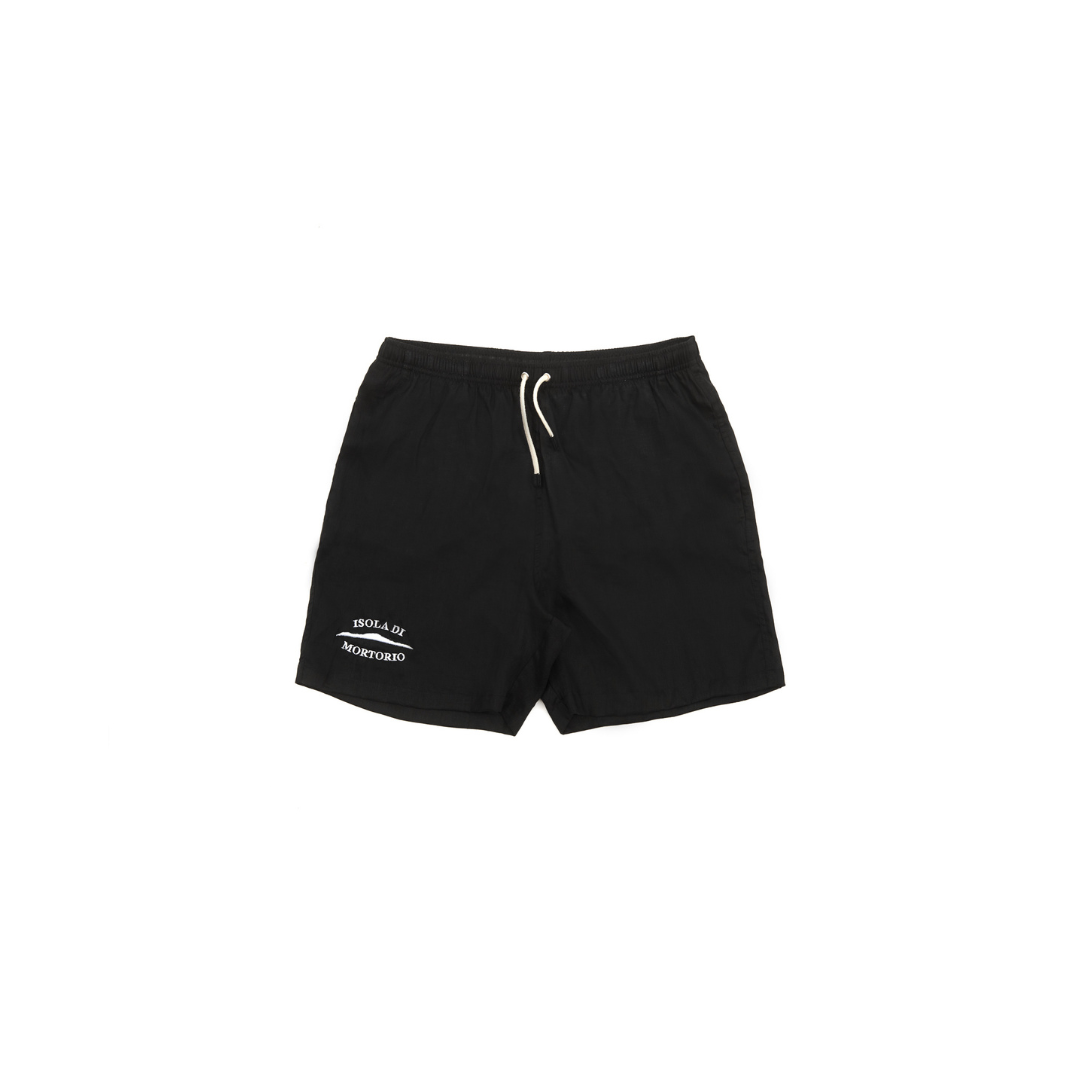 Linen Swim Shorts Black