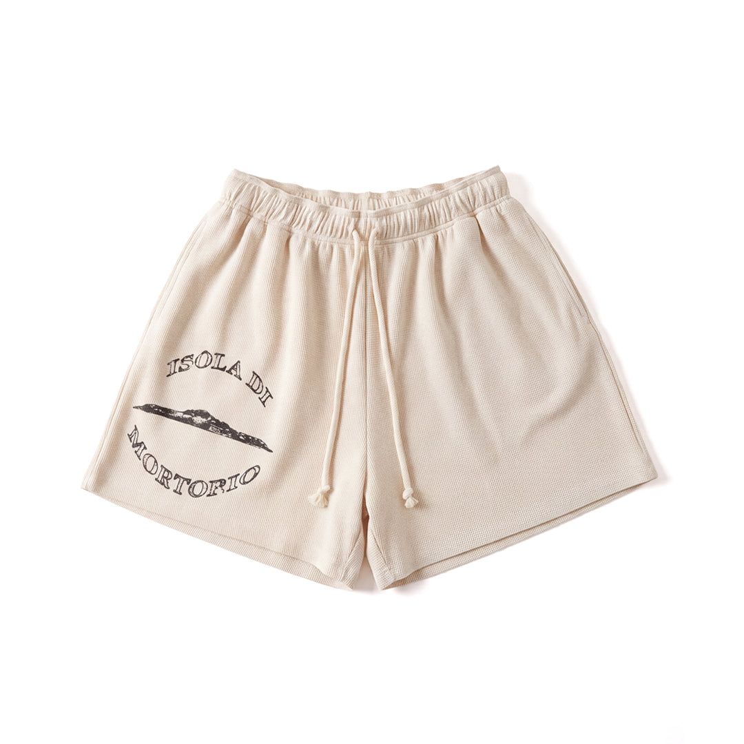Round Logo Thermal Shorts Cream/Graphite