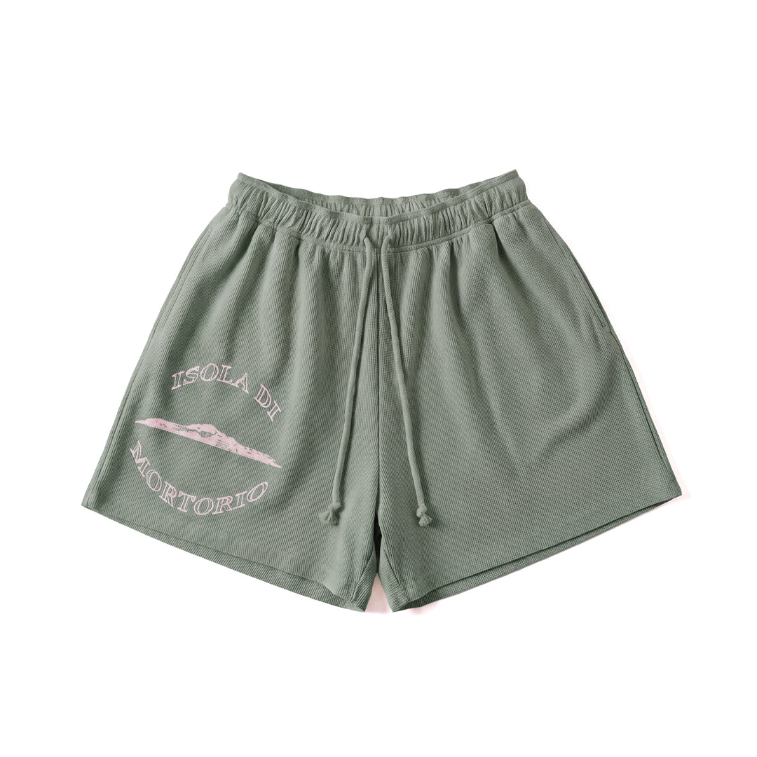 Round Logo Thermal Shorts Military/Pink