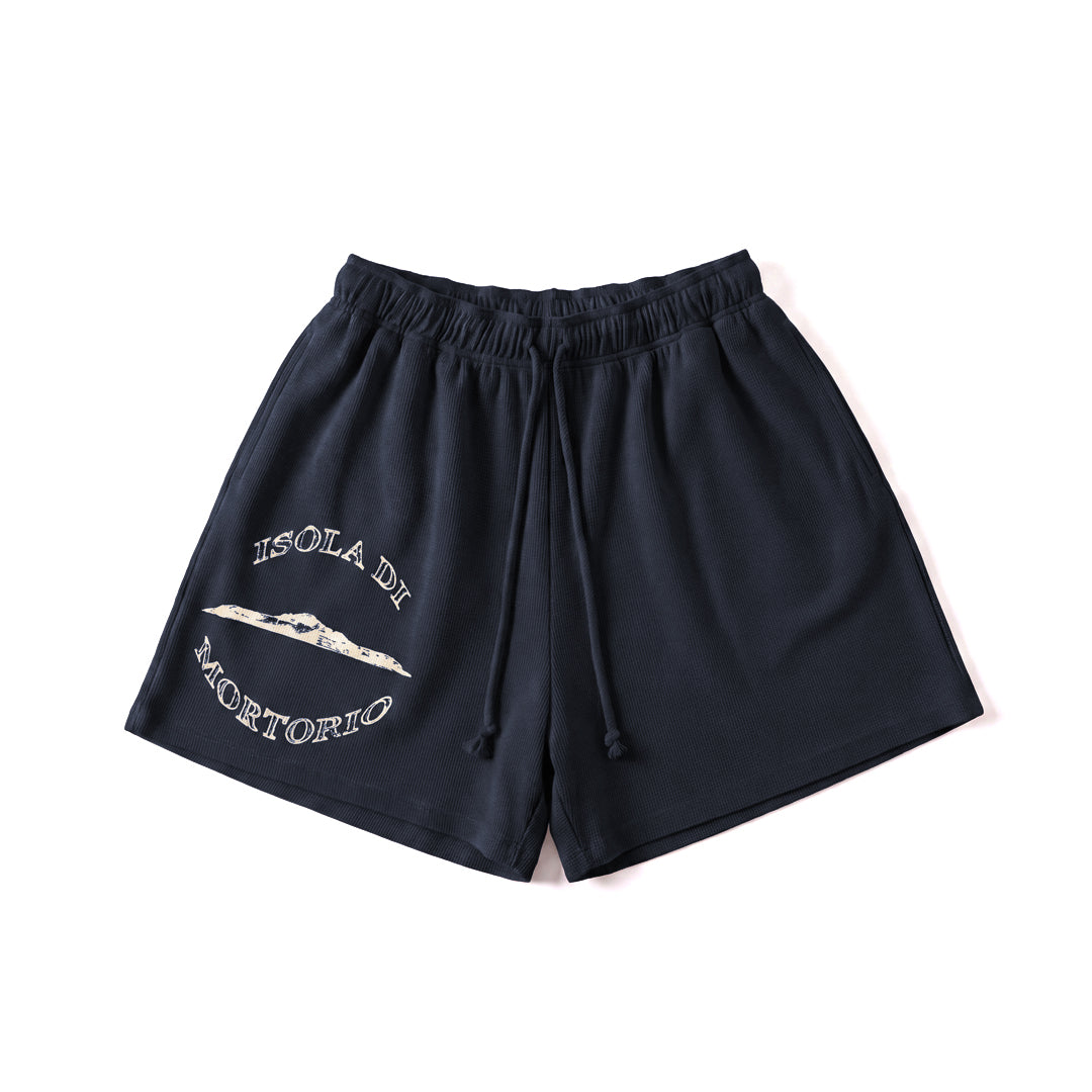 Round Logo Thermal Shorts Washed Black/Cream