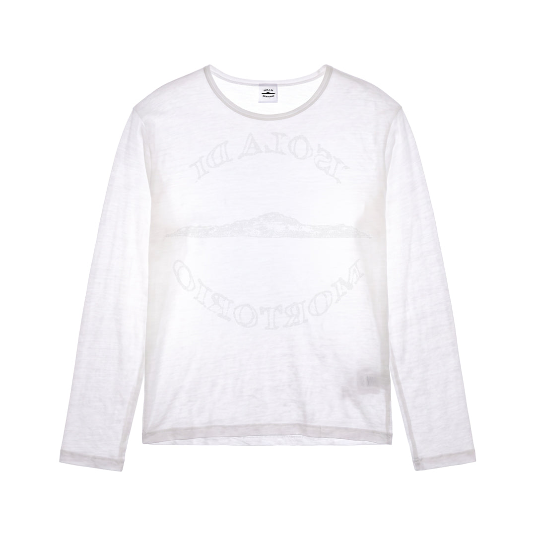 Back Round Logo Linen/Viscose Long Sleeve White